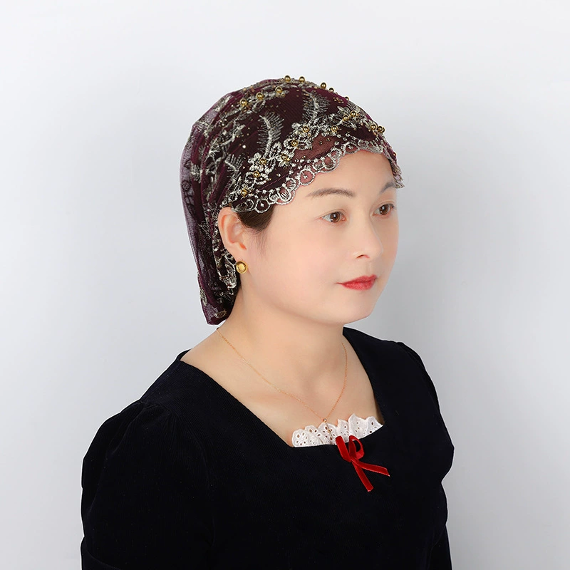 Трансграничный хит продаж, платок с вышивкой перьями и золотой нитью, украшение платка с кружевным узором, платок для волос, цветочная шляпа, можно настроить