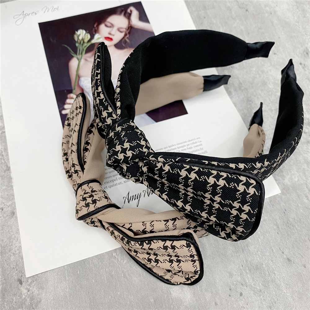 New Lattice Bow Headband Wash Face Hair Band French Korean With Wire Headdress display picture 1