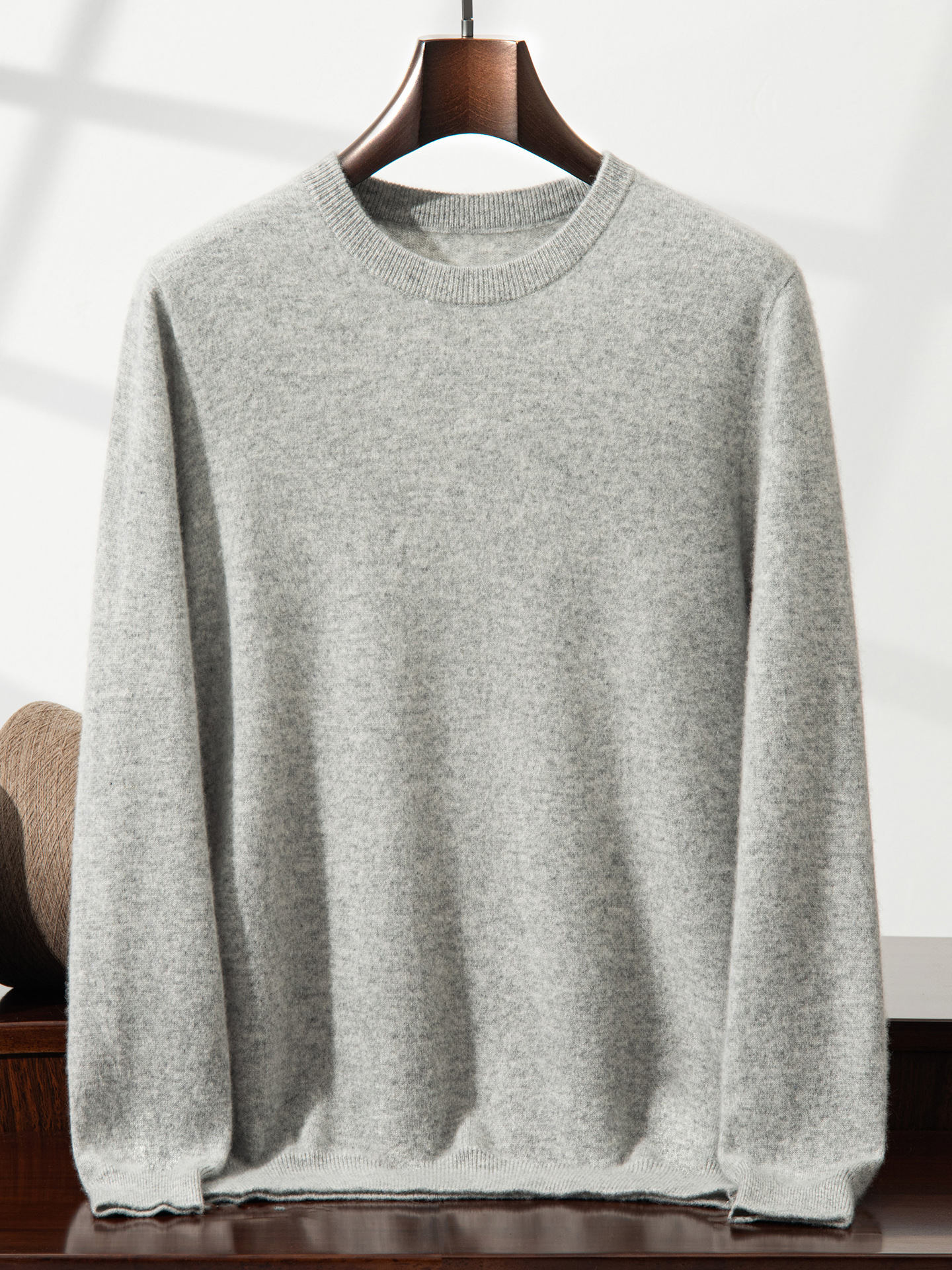 26 Cashmere Men's Round Neck Thin Solid Color Casual Business Loo