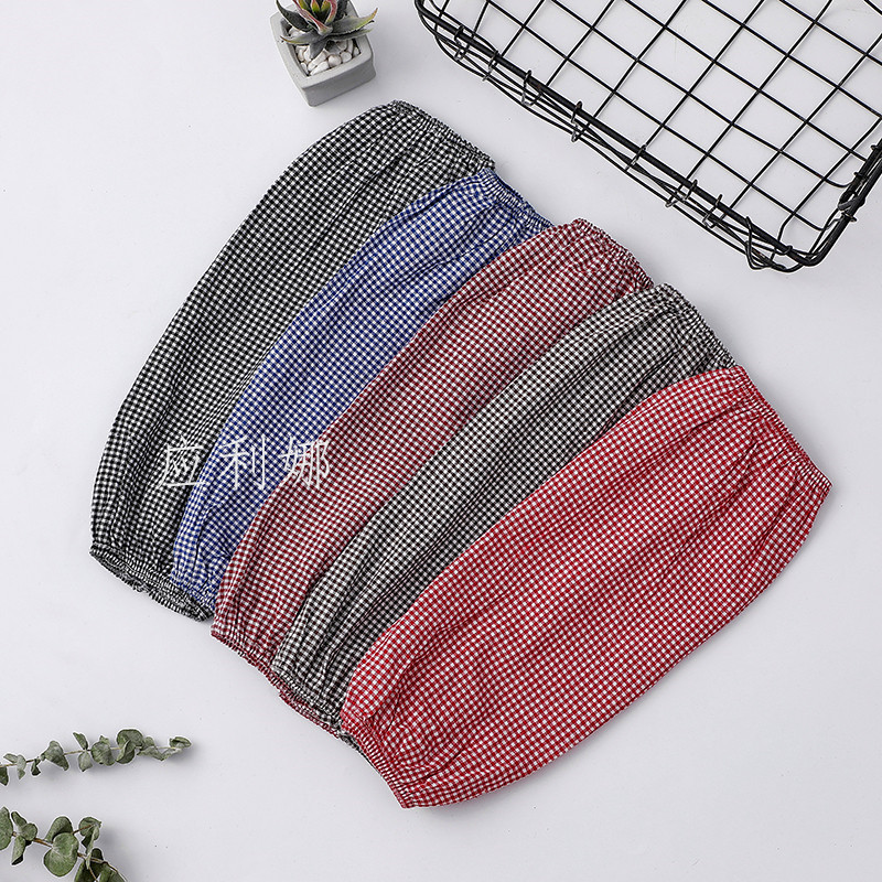 Small Plaid Cotton Sleeves for Adults and Men, Thin Anti-Fouling Sleeves, Plaid Fashionable Work and Study Anti-Fouling Sleeves