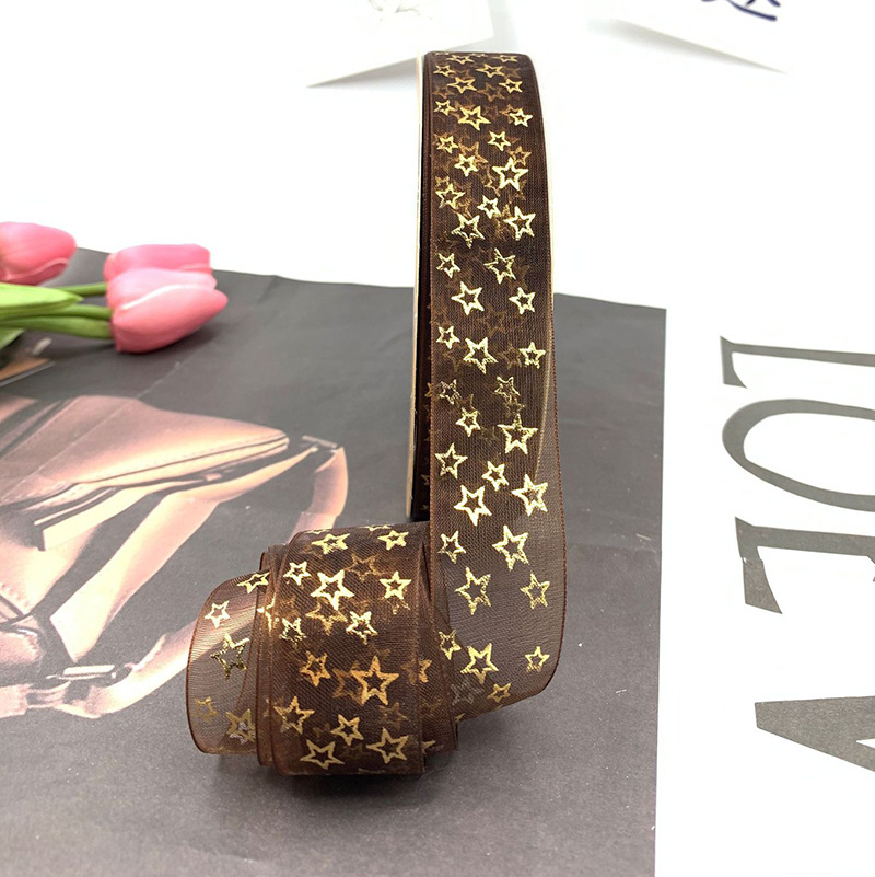 Nuevo soporte de barra de hilo de nieve transparente cinta hecha a mano láser cinta de estrella de cinco puntas cinta de embalaje de caja de regalo de flores