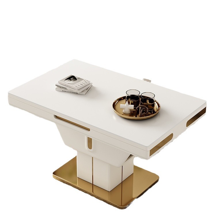 Mesa de centro de pizarra de lujo ligero, multifuncional para apartamentos pequeños, mesa de centro y comedor moderna minimalista ajustable de doble uso, nuevo modelo al por mayor.