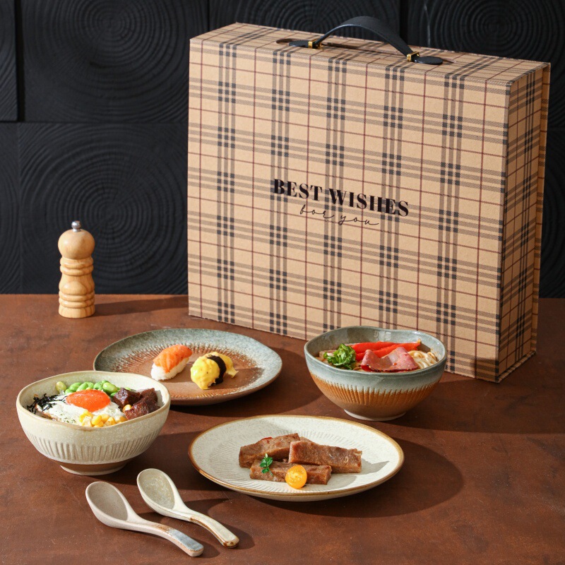 Simple Style High-class Two-person Eater Ceramic Dishes and Dish suit Home Kitchen Good Dishes and Dish Tableware Combination Gift Box