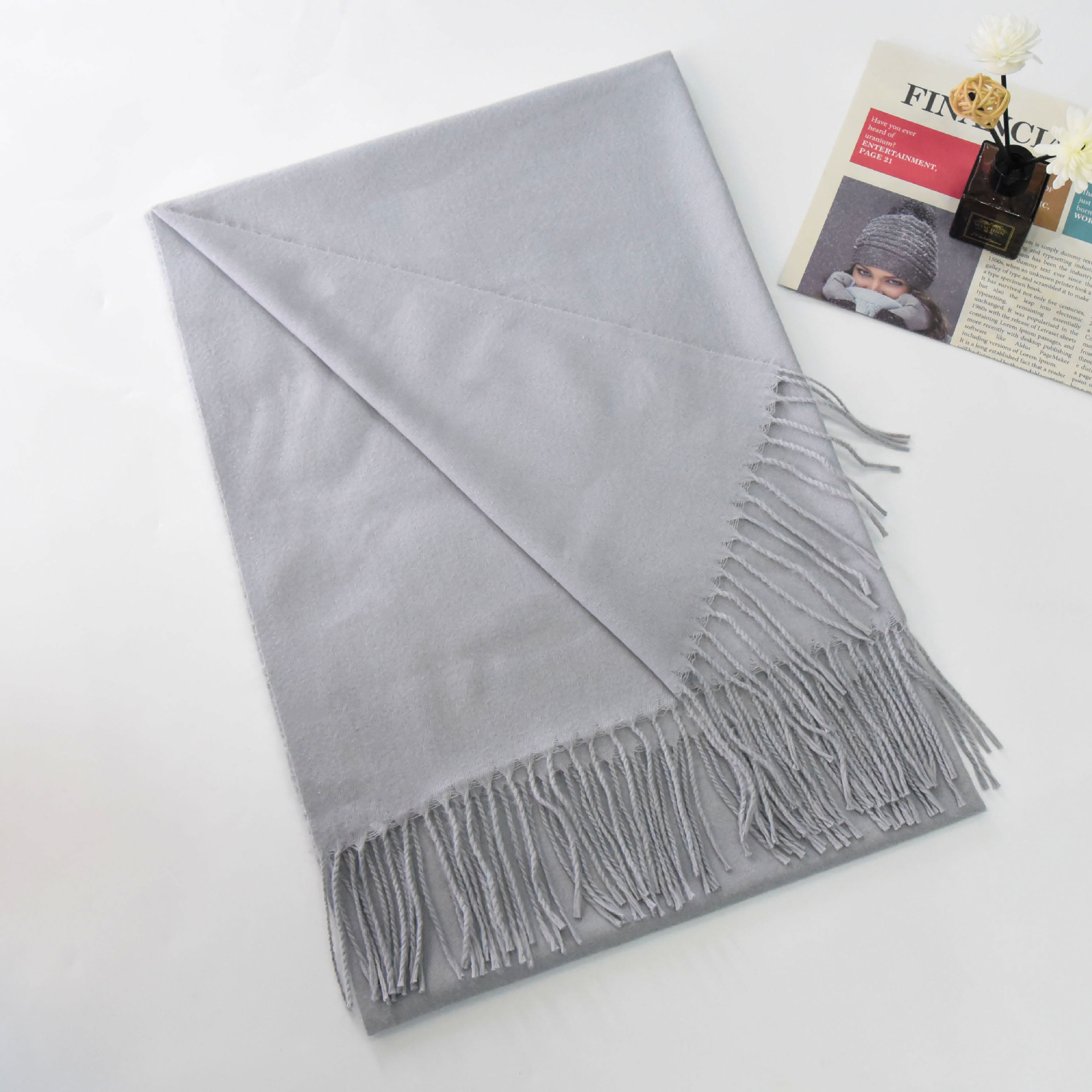Bufanda de Color Sólido de Invierno de Haohao Clothing para Estudiantes y Parejas, Chal Grande de Estilo Coreano, Cálido, Suave y Versátil.