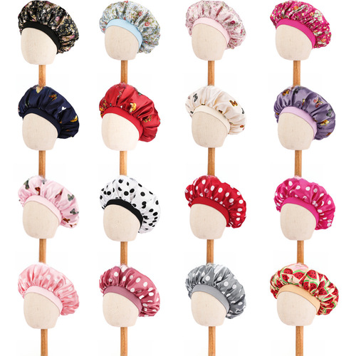 Children's Satin Sleep Hat Butterfly Print Baby Hair Hat Amazon Bestselling Infant Shower Hat