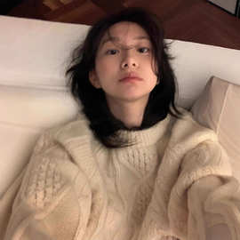 现far*en麻花毛衣羊毛韩国设计师女装feve同款复古绞花韩系针织衫