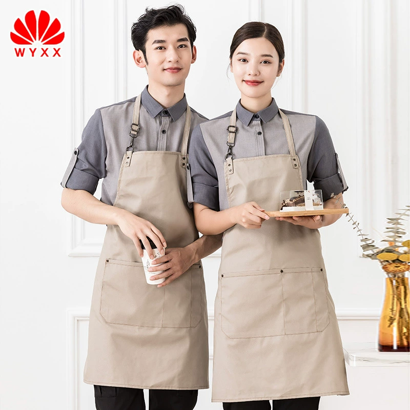 Фартук домашний кухонный парусиновый утолщенный износостойкий дизайн ногтей кафе магазин чая с молоком модная рабочая одежда вышитая печать логотипа