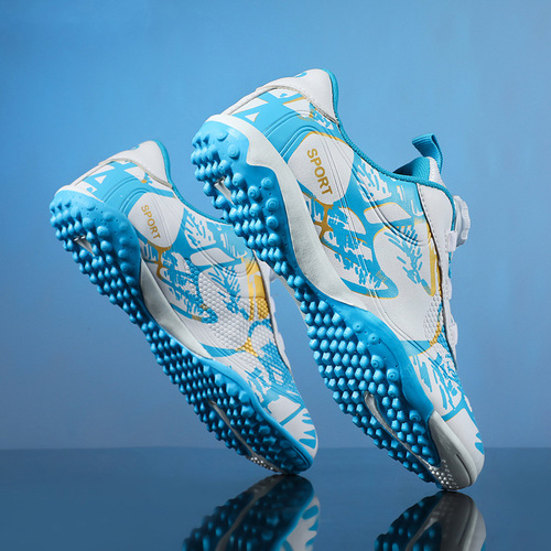 Children's Football Shoes for Boys, TF Frictional Cleats, Sports Cleats with Breathable Design, Rotary Button Professional Training Shoes for Young Students, Boys