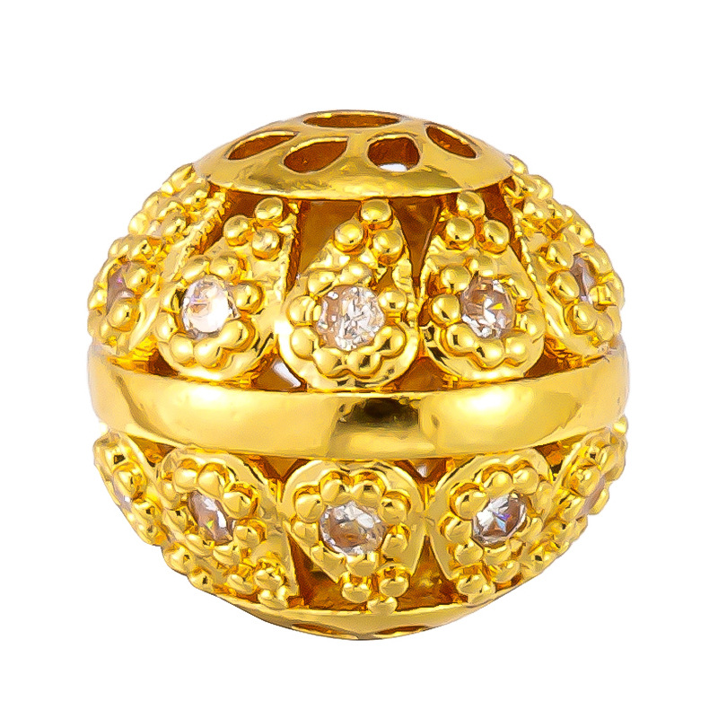 Colgante de cobre micro incrustado Gufasha oro goteo de aceite perlas de transferencia DiDi con perlas de acessorios de perlas huecas fábrica de perlas al por mayor