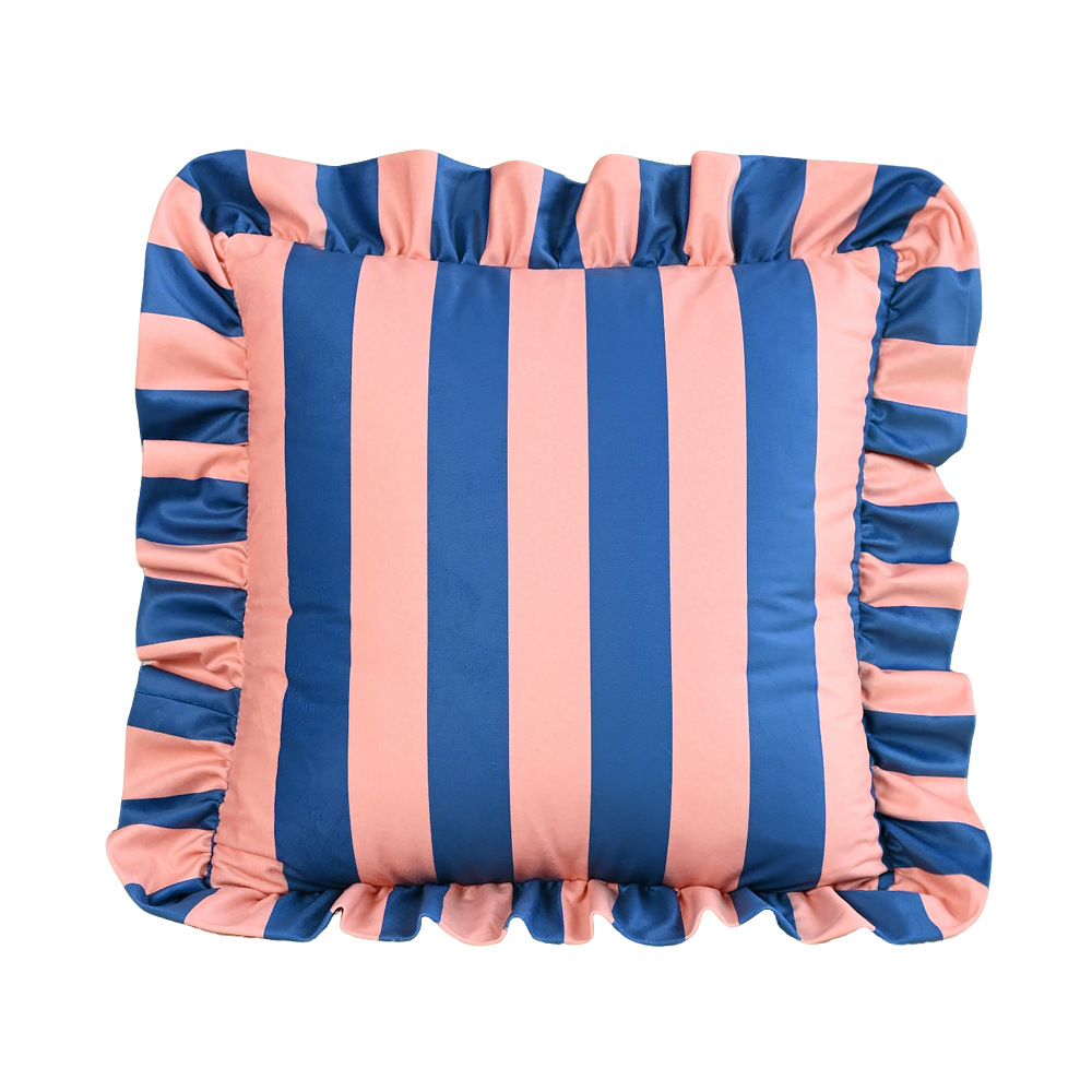 Cross-border ins rayas coreanas holandesas de loto falda almohada de tela para el hogar decoración americana sofá funda de almohada