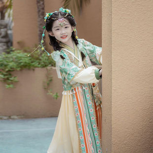 Girls Ethnic Minority Suit New Autumn Clothing Western Style Children's Performance Clothing Chinese Style Retro Hanfu