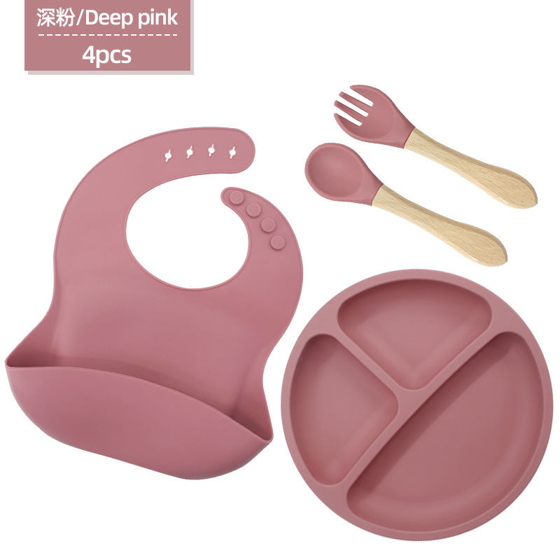Conjunto de cubiertos de silicona para niños cubiertos de alimentación de grado alimenticio para bebés cubiertos de alimentación integral a prueba de caídas tazón taza de paja