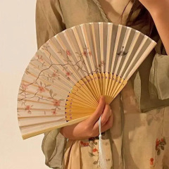 新中式海棠古风折叠小扇子夏天国风汉服拍照折扇