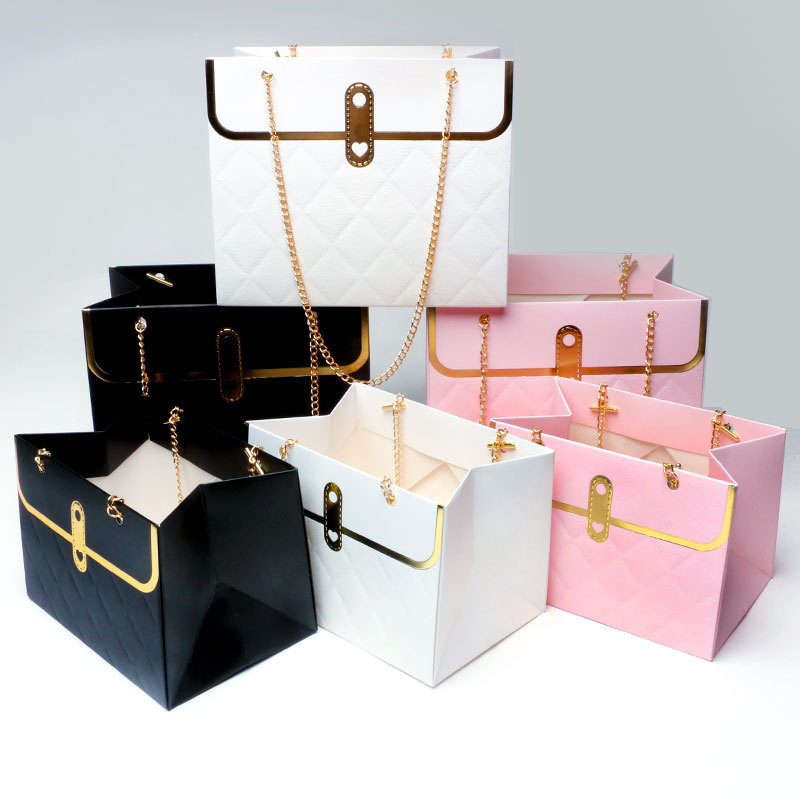 Caja de embalaje de flores de Huaxi, marca de moda, estilo coreano, pequeña fragancia, festival de Qixi, caja de flores plegable, caja de flores de lujo, caja de flores exquisita.