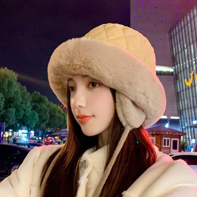 冬天加绒加厚耳罩毛绒雷锋帽子女韩版护耳显脸小东北防寒套头帽潮|undefined