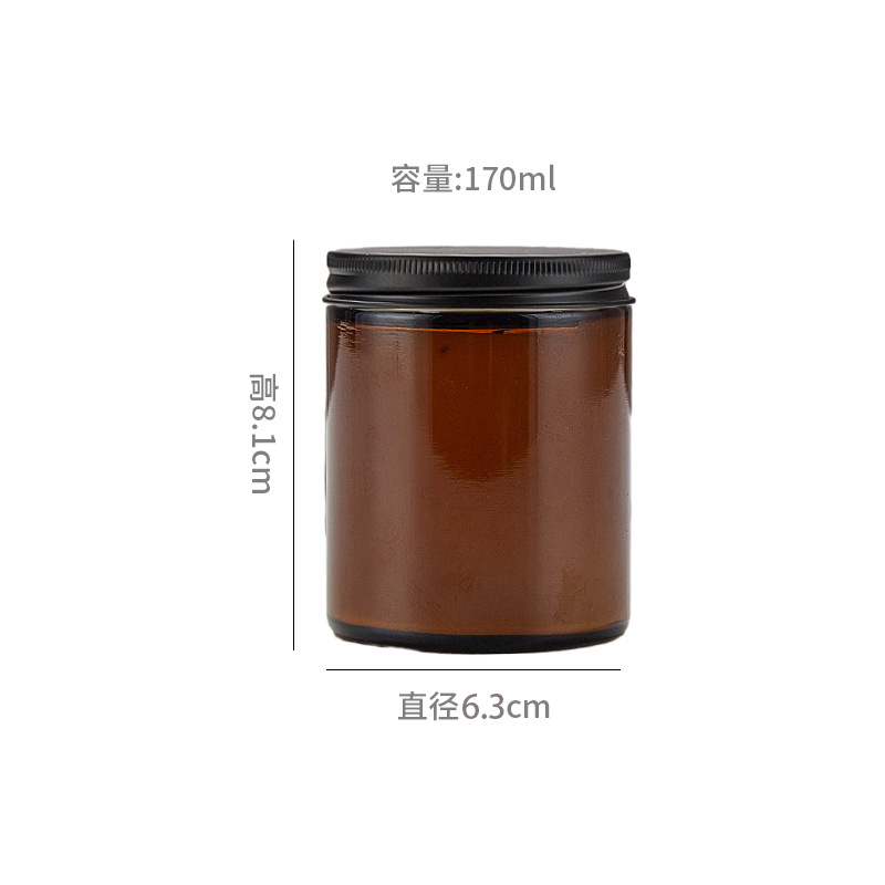 250ml recipiente de vela de vidrio transparente con tapa 120ml marrón aromaterapia vela taza vacía taza DIY candelabro de vidrio