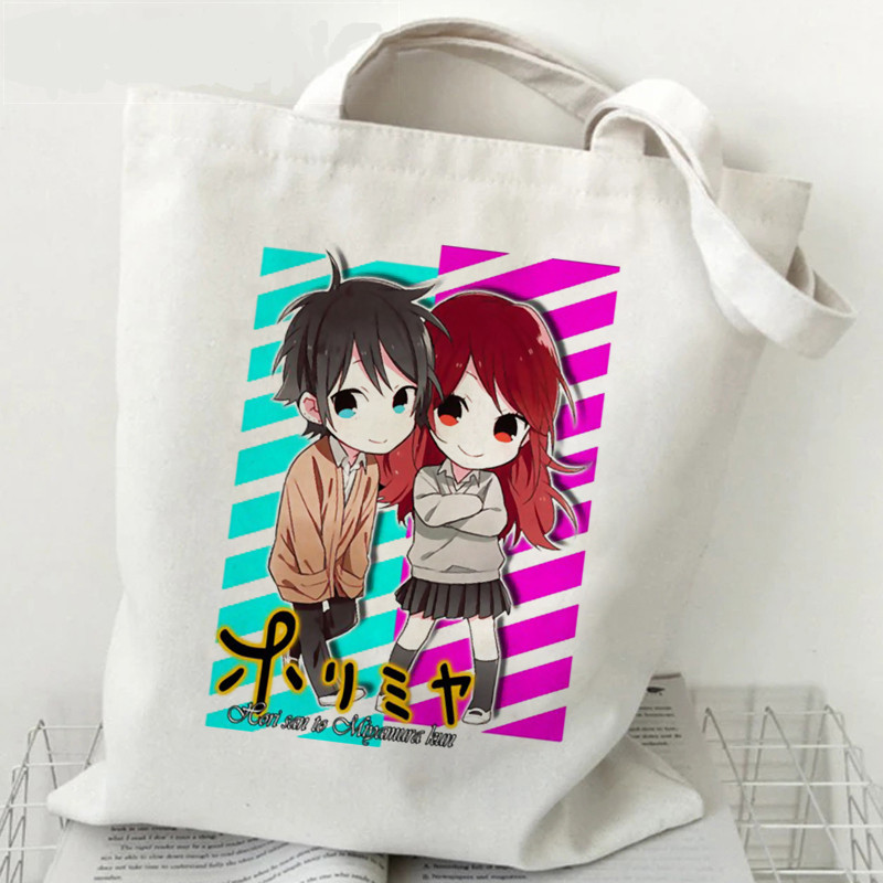 跨境外贸Anime Horimiya印花帆布包原宿单肩包时尚手提购物袋现货