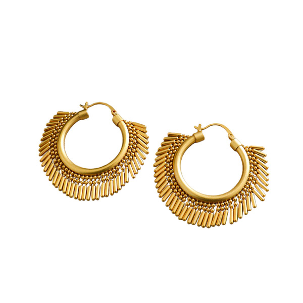 Retro fashionable golden small design earrings with tassels