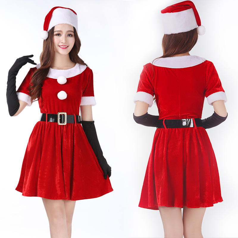 Sexy Christmas costume for cross-border sales, featuring a Santa Claus outfit, a figure-hugging Christmas dress for stage performances