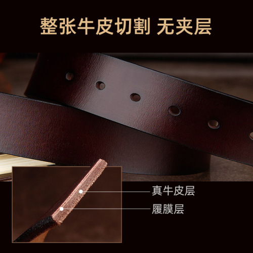 New men's genuine leather belt European and American retro pin buckle belt versatile thick cowhide trouser belt exclusive for cross-border supply