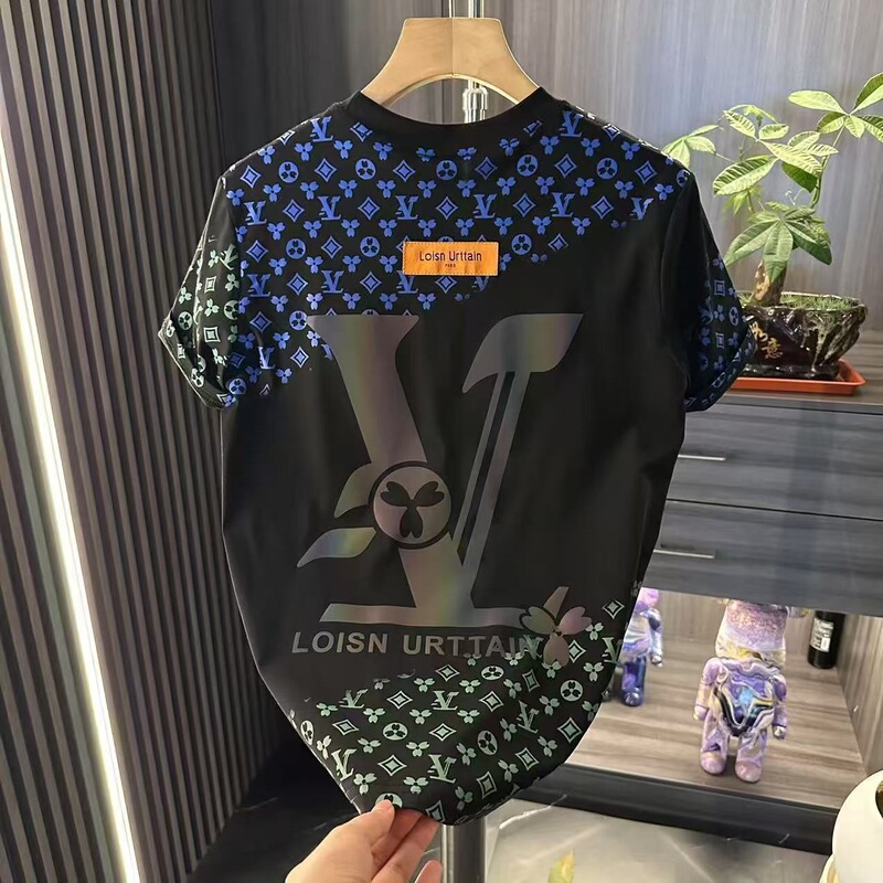 Trendy Men's Stylish Letter-Printed Round-Neck Luxury Short-Sleeve Shirt, Cool and Versatile Loose Top Without Sleeves Trendy Men's Stylish Letter-Printed Round-Neck Luxury Short-Sleeve Shirt, Cool and Versatile Loose Top Without Sleeves