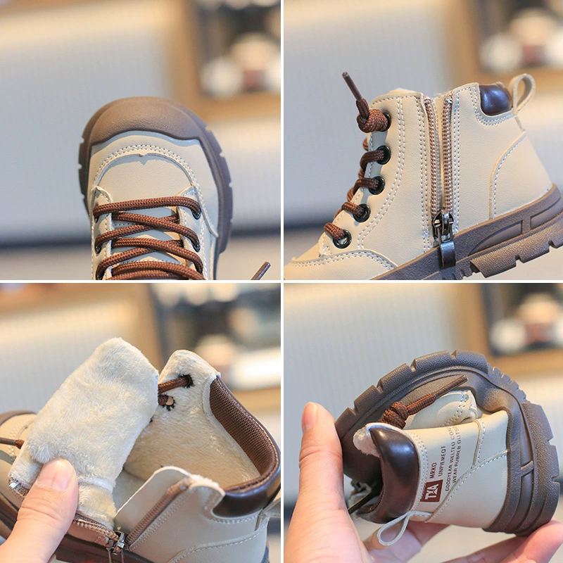 Martens, children's demi-season low boots for boys, genuine leather, American style, soft sole