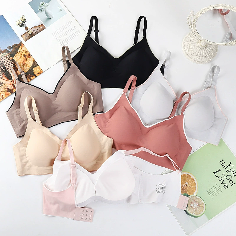 Wireless Silk Support Bra, Women's Molded Cups, Plus Size, Decorative Back