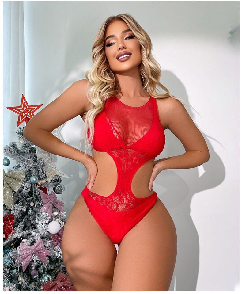 Solid Color Jumpsuit Sexy Hollow Out Sexy Lingerie display picture 4