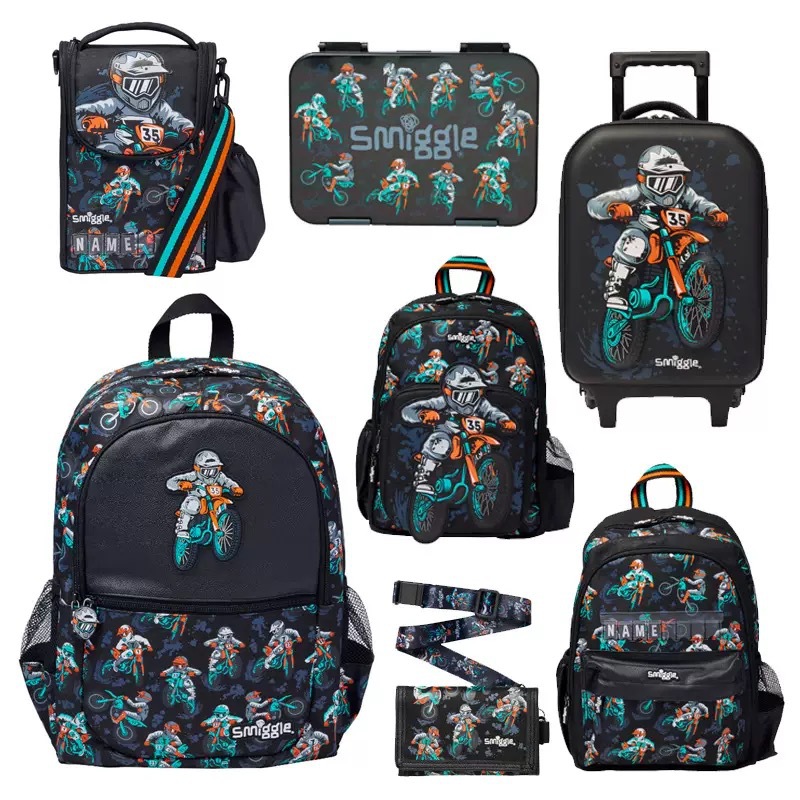Australia smiggle niños mochila de dibujos animados mochila de hombro de gran capacidad para motociclistas bolsas de comidas caja de comidas
