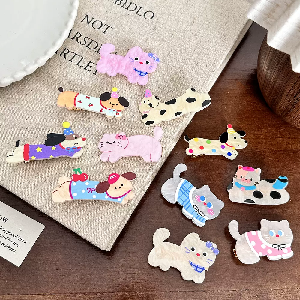 新款亚克力西高地小狗发夹甜美可爱少女刘海夹侧边夹卡通发卡发饰