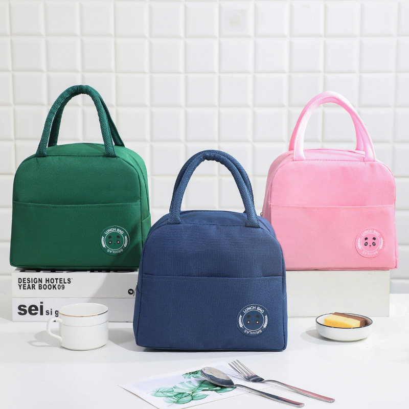 Color sólido 600D Oxford bolsa de almuerzo de tela portátil bolsa de aislamiento de calor para el trabajo de los estudiantes para llevar almuerzo bolsa de almuerzo bolsa refrigerada