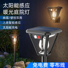 跨境亚马逊太阳能壁灯感应防水壁挂式地插式露营灯别墅led壁灯