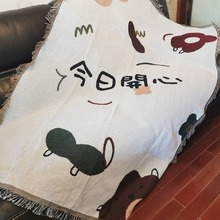 厂家批发跨境色织提花沙发毯几何民族风挂毯线毯沙发巾支持发盖巾