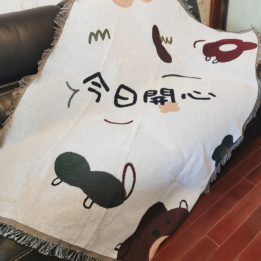 厂家批发跨境色织提花沙发毯几何民族风挂毯线毯沙发巾支持发盖巾