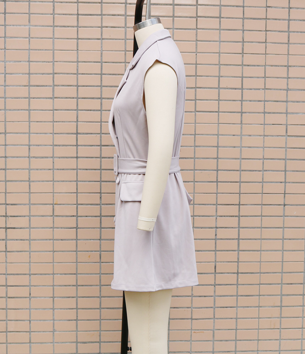 Women's Regular Dress Elegant Turndown Sleeveless Solid Color Knee-Length Daily Street display picture 11