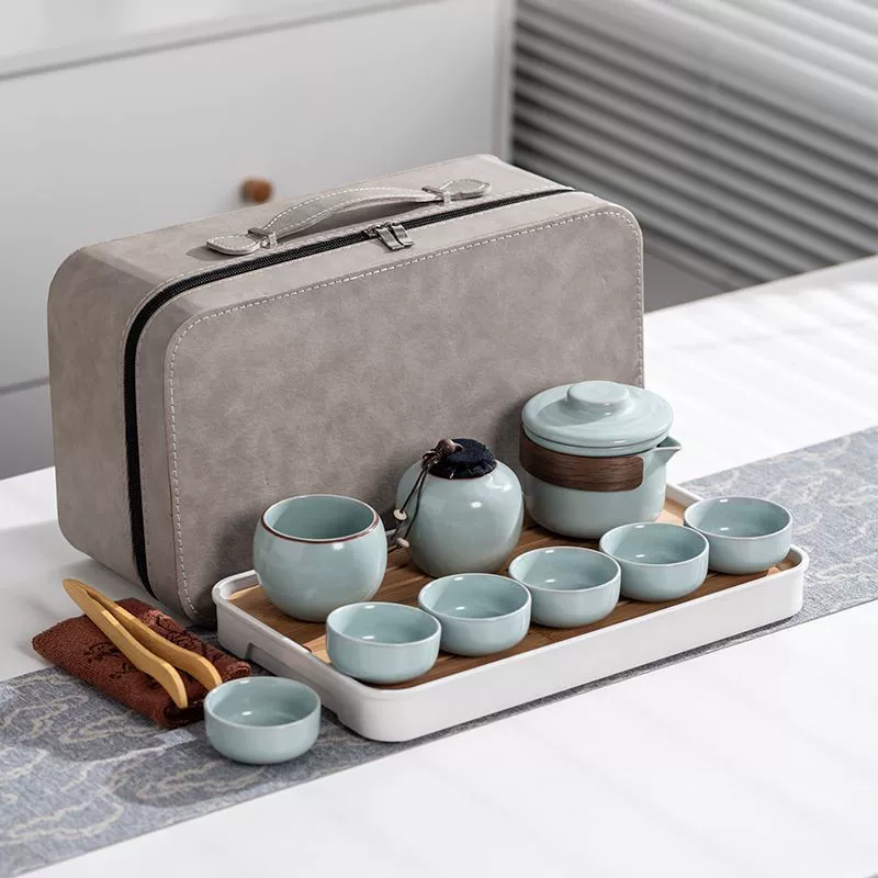 Керамический чайный набор из желтого клуна Ру, набор чайник один горшок три чашки для компании и мероприятий, сувенир чай вода разделение сеалдон