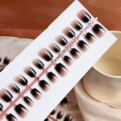 酷黑漸變短梯穿戴甲合集廠家直銷 DIY手工穿戴甲片鎏金爆閃假指甲