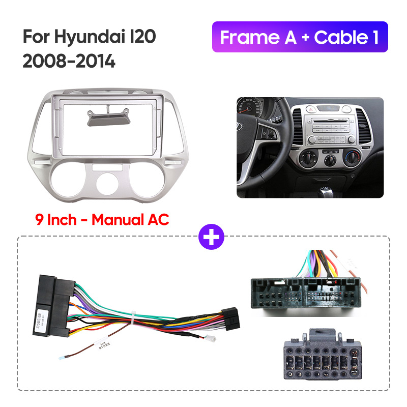 Car Central Control Large Screen Navigation Silver Face Frame Versatile Frame Modification Panel Suitable for Hyundai/I-20 Hyundai