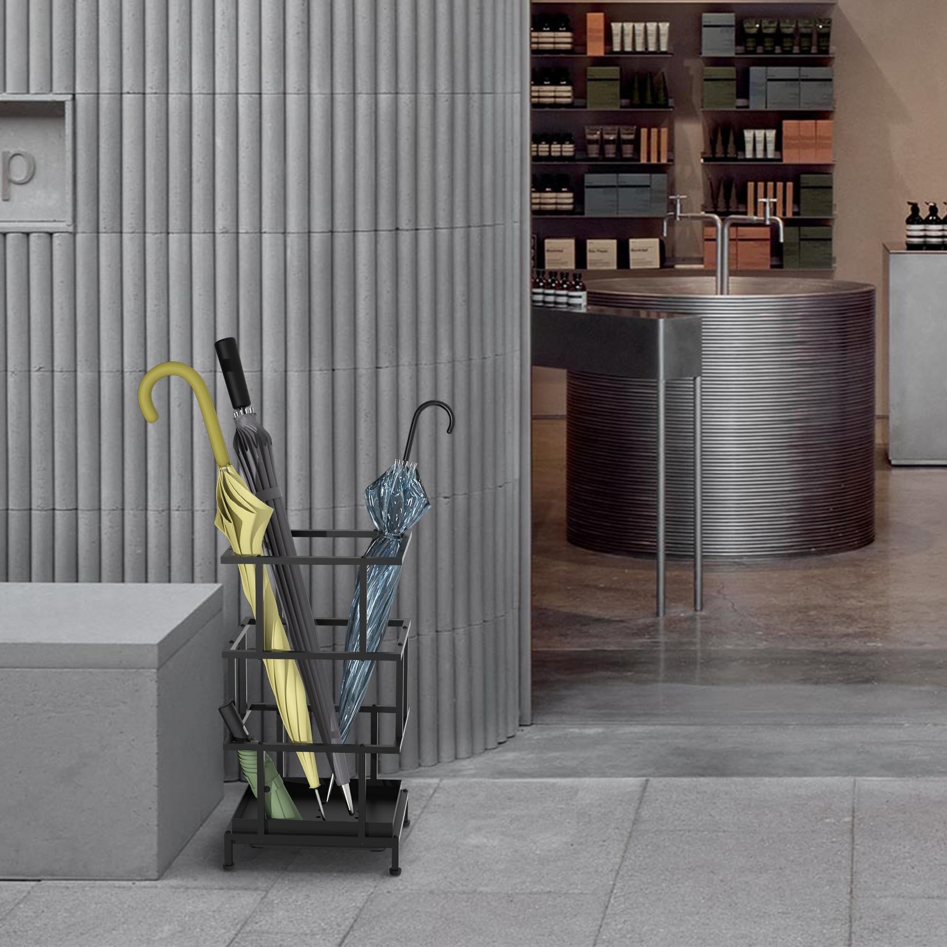 Cross-border metal umbrella stand, living room entrance decoration, creative umbrella storage rack, wholesale