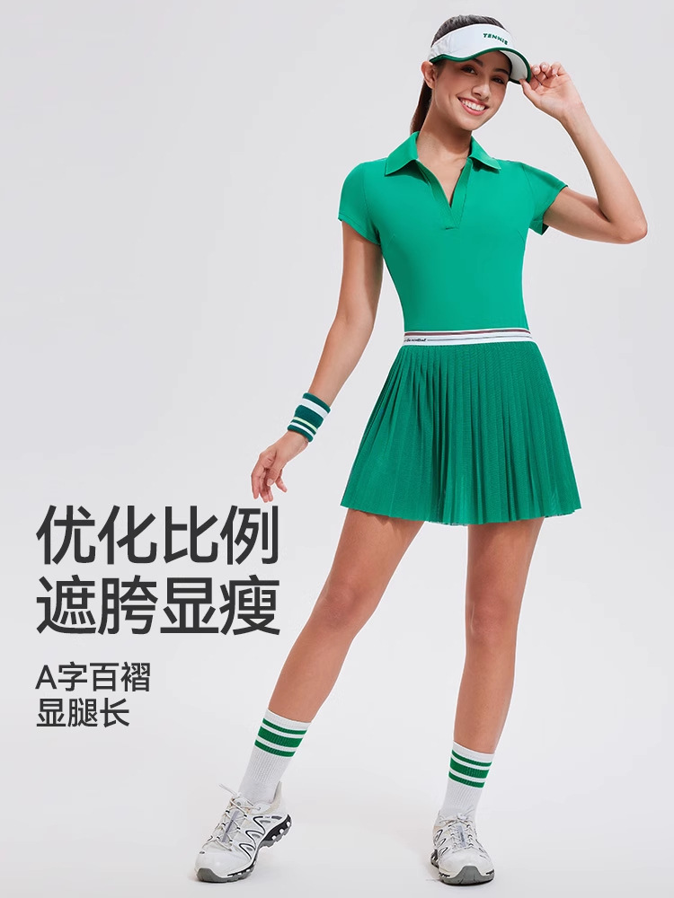 Conjunto Deportivo Caijue para Mujer, Traje de Tenis de Dos Piezas con Falda Plisada y Camiseta Polo de Manga Corta, Atuendo de Bádminton Estilizador