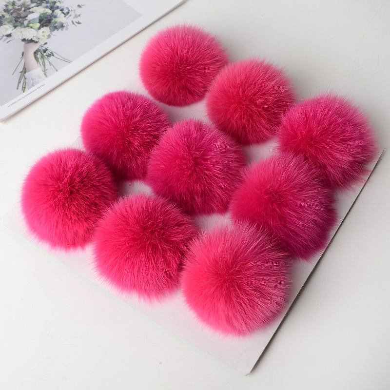 En stock 8-9cm de piel de zorro real Bola de piel accesorios de Ropa Accesorios de bricolaje bola de peluche colgante de la joyería
