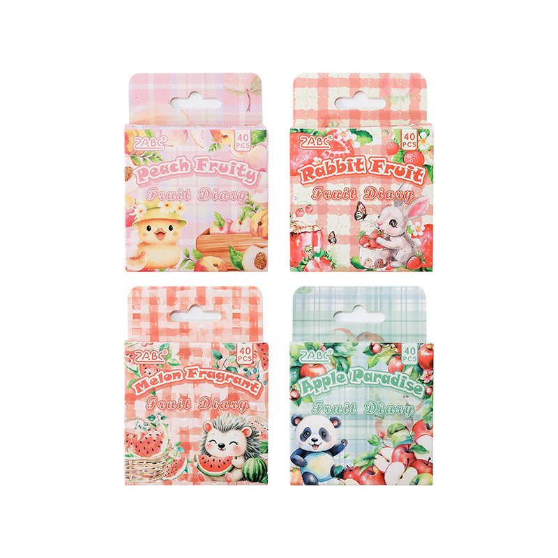 Pegatinas transparentes a prueba de agua diarios de fruta DiDi pegatinas de diario pegatinas de pastel de frutas transfronterizas pegatinas de animales en caja