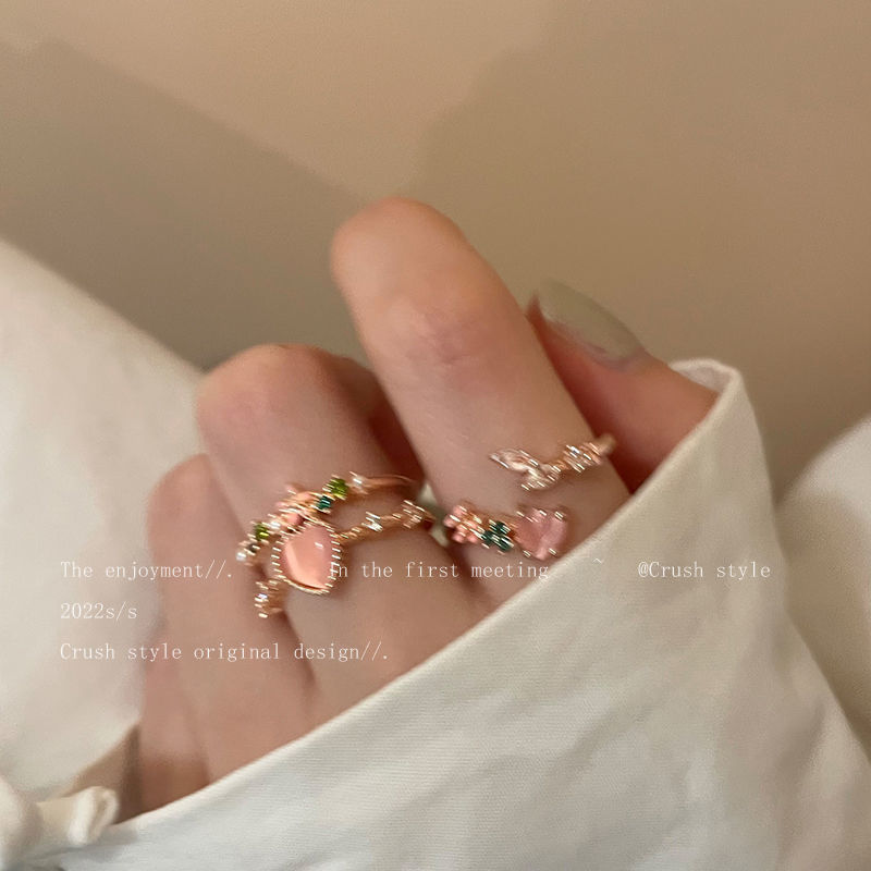 Heart-shaped ring - Pink double layer