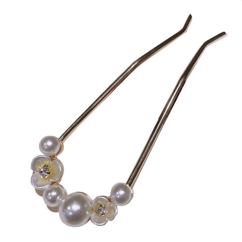 Korean celebrity-inspired minimalist floral metal daily hairpin buns U-shaped hair accessory, elegant and youthful hairpin decoration