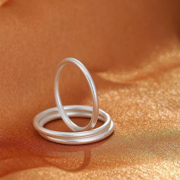 Plain Ring for Women 999 Silver-Plated Three Lives Three Worlds Tail Ring Index Finger Couple Ring Male Pinky Simple Ancient Ring