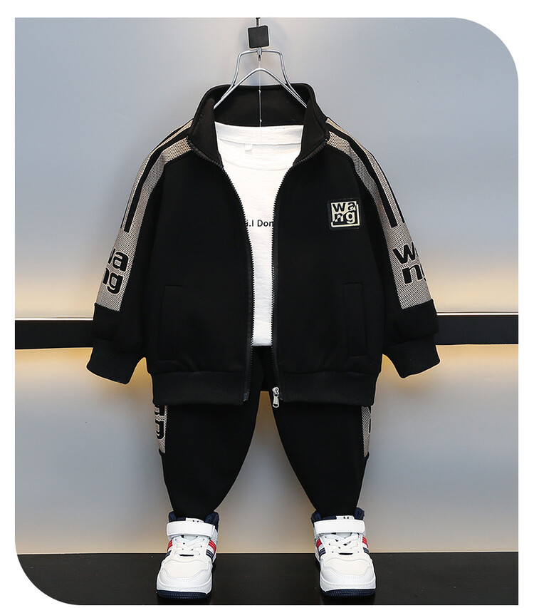 Jungen-Cardigan-Band 2024 Frühling und Herbst Neues cooles modisches Zweiteiler-Set für Kinder für den Kindersport_voghion.com