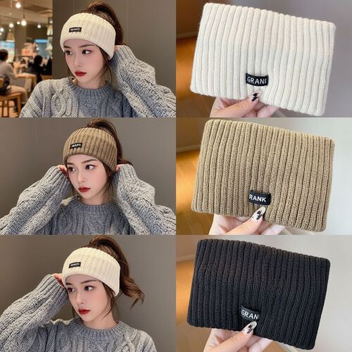 Letter hair band width while washing face, you can wear sports headband all year round. Netizens, the same model, wear a solid color warm knitted headband
