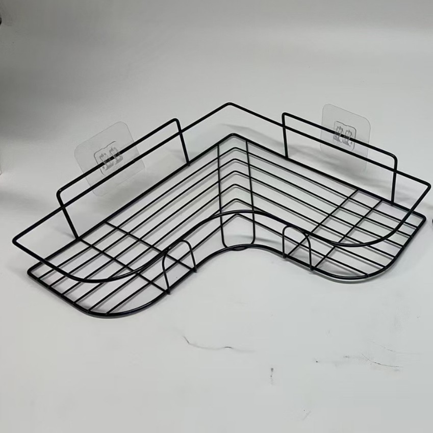 Transfronterizo Temu comercio electrónico negro sin perforación inodoro artículos de baño estante de almacenamiento tipo pared estante de almacenamiento cesta