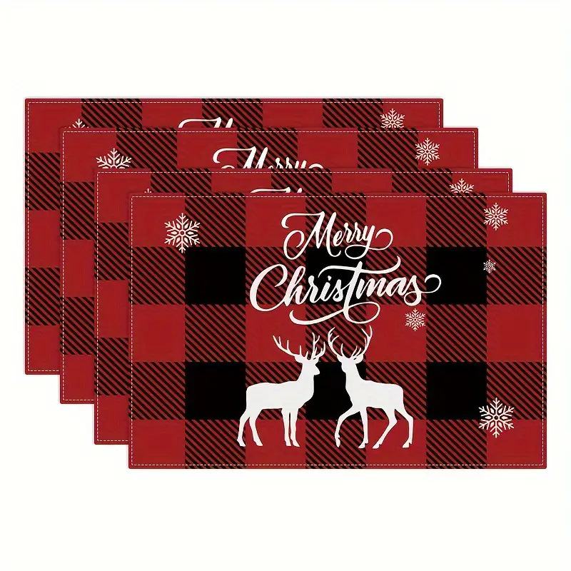 Transfronterizos lino almohadilla de mesa Aliexpress TEMU Amazon almohadilla de mesa cuadrada búfalo rojo almohadilla de Navidad Día de la Independencia