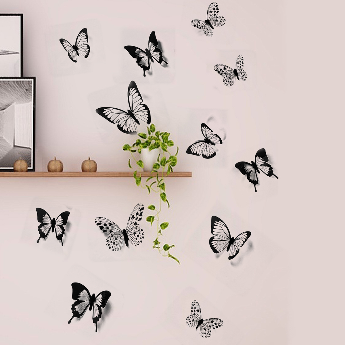 3D Three-Dimensional Black Textured Butterfly Festive Decorations For Living Room And Bedroom Wall Stickers Manufacturer_voghion.com